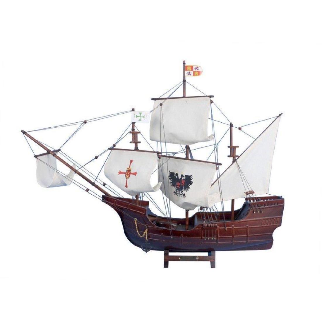 Wooden Santa Maria with Embroidery Tall Model Ship 30": Wooden Santa Maria with Embroidery Tall Model Ship 30" SOLD FULLY ASSEMBLED Ready for Immediate Display - Not a Model Ship kit These fine tall ship models of the Santa Maria, the flagship for Christop