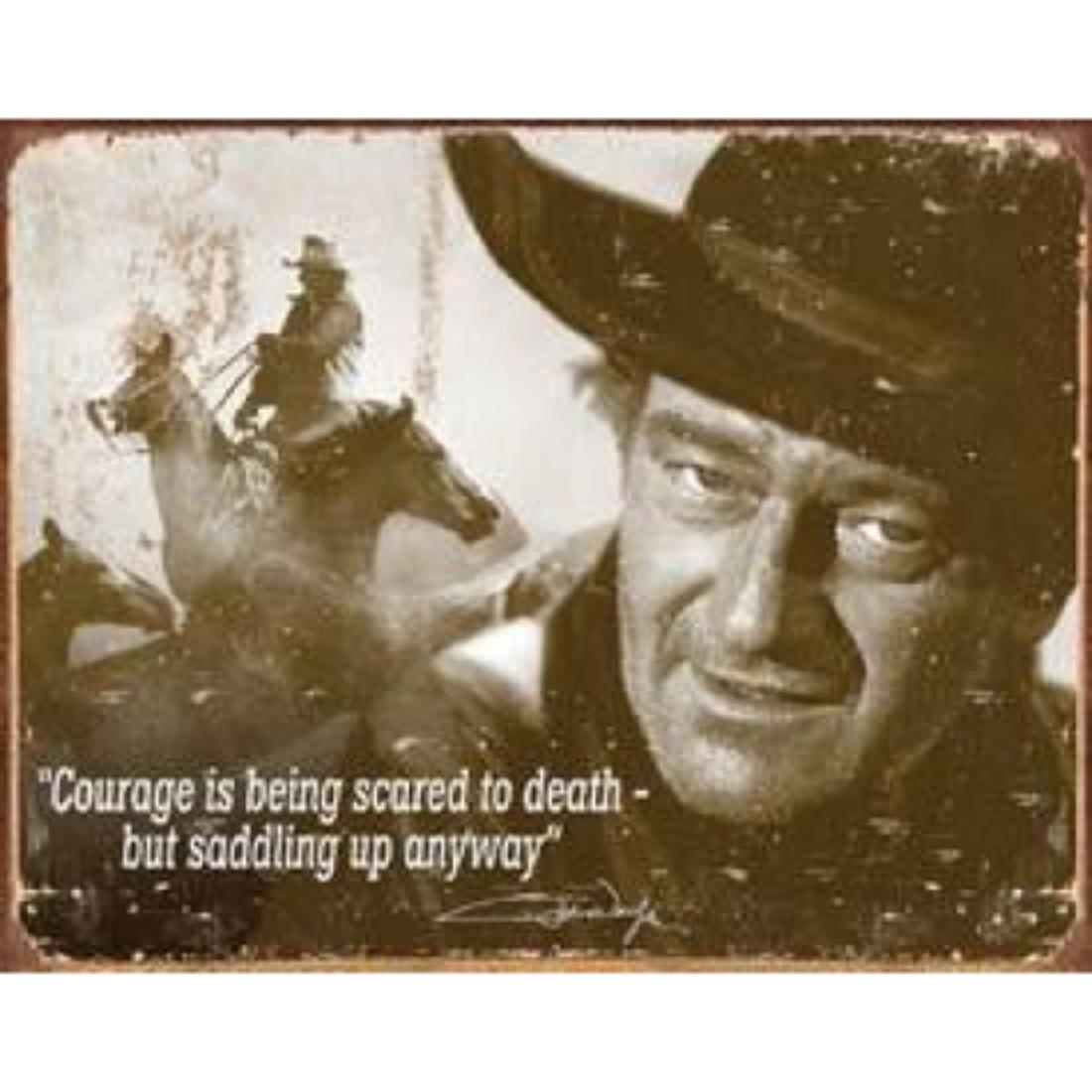 John Wayne - Courage: John Wayne - CourageÂ - Vintage style decorative tin sign