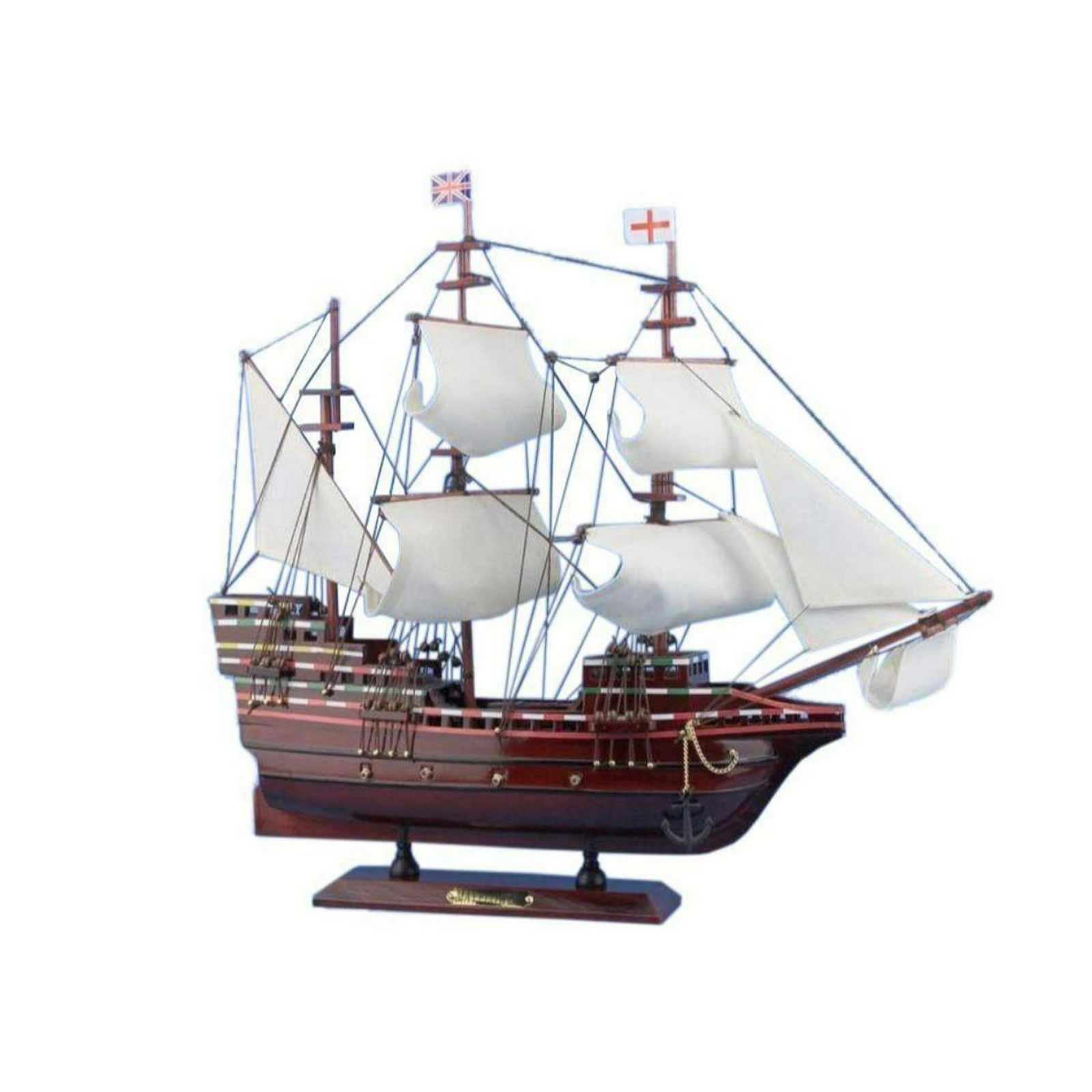 Wooden Mayflower Tall Model Ship 20": Wooden Mayflower Tall Model Ship 20" SOLD FULLY ASSEMBLED Ready for Immediate Display - Not a Model Ship kitÂ Perfectly sized for any small shelf, desk or mantle, these fine tall ship models of the