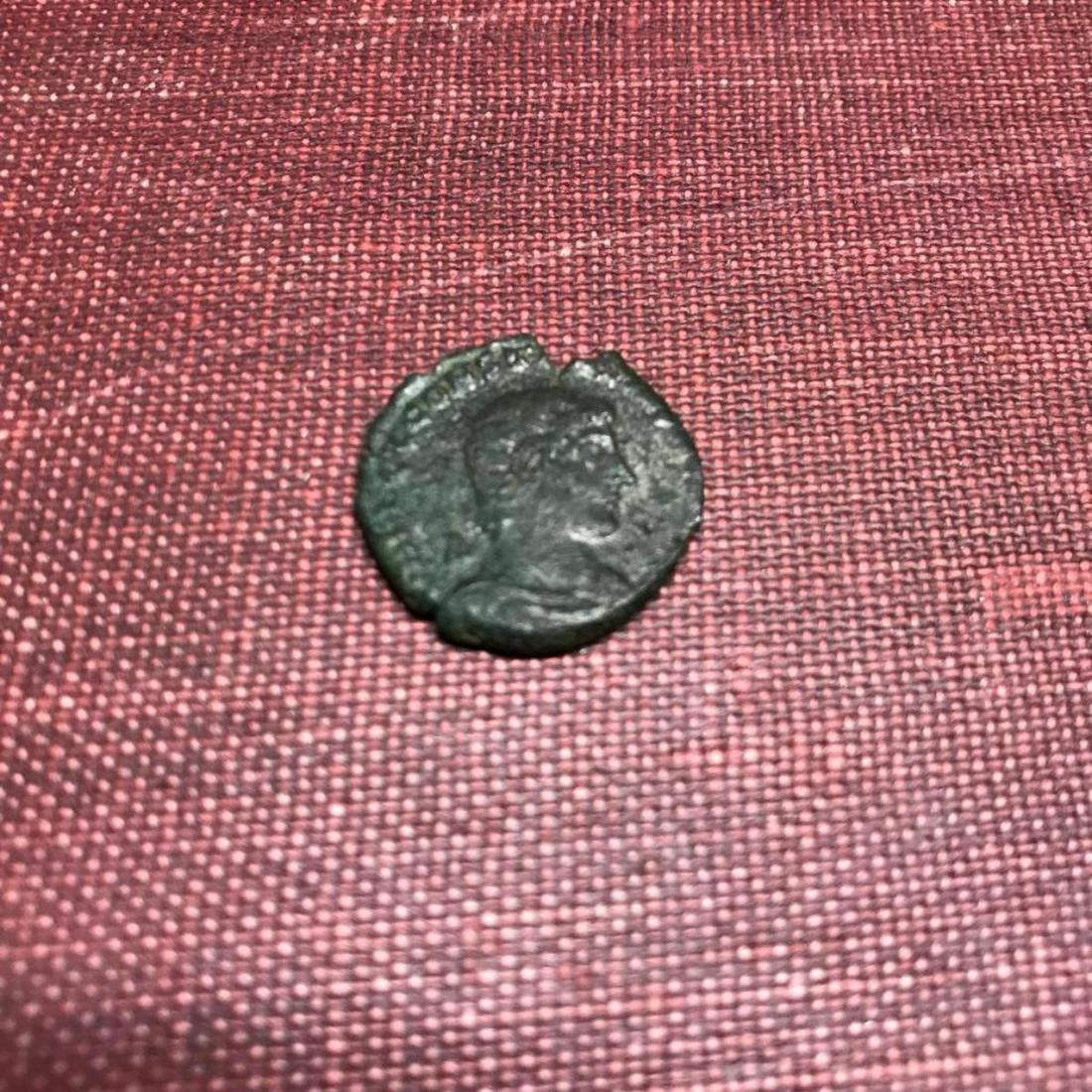 Ancient Coin, Constantine & Caesar, Constantius Gallus,: Ancient coin, Constantius GallusÂ 351- 4 AD. Constantinople mint. AE Centenionalis. Obverse - Drape, curirassed bust. Reverse - Caesar spearing a fallen horseman. 20mm. From a larger collection.