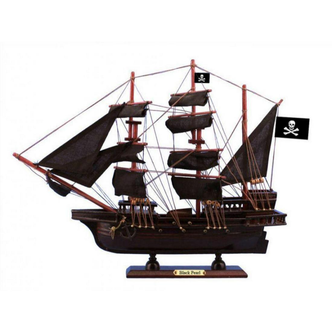 Wooden Black Pearl Black Sails Pirate Ship Model 15": Wooden Black Pearl Black Sails Pirate Ship Model 15" Â Prepare to take to the high seas with this stunning inspired replica of the Black Pearl Pirate Ship.Â These adorable tall ship models rest e
