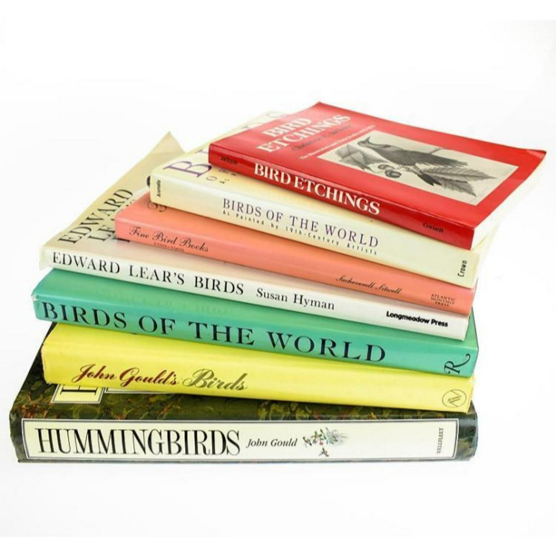 History Of Ornithological Illustrations, Birds, Group: Group of 7 volumes on the history of ornithological illustration, a selection of titles from this group includes; "Hummingbirds, "Edward Lear's Birds," & "Bird Etchings." "Edward Lear's Birds" contain