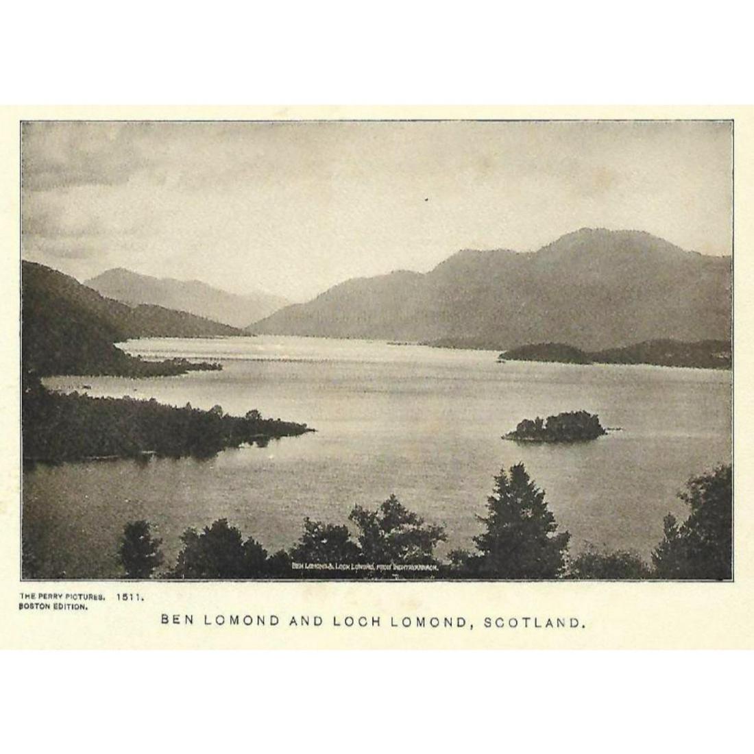 Vintage c1920â€™s half-tone print by Perry Pics, #1511: Vintage c.1920â€™s half-tone print by Perry Pictures, #1511 Ben Lomond and Loch Lomond, Scotland 5 1/2" X 8" print size, suitable for framing. *** Information about Perry Pictures - Eugene Ashton