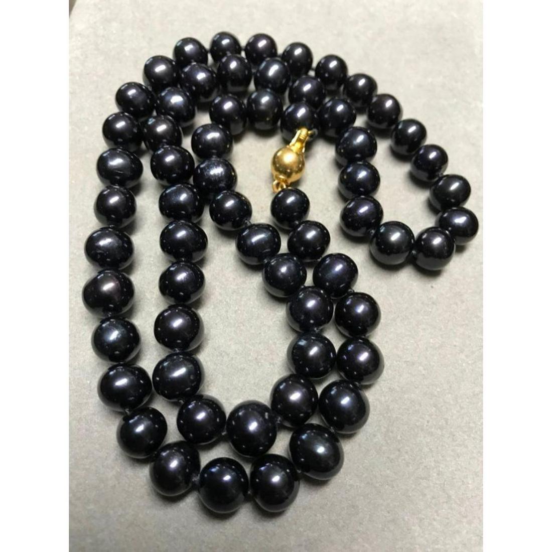 8-9mm Tahitian Black Pearl 23" Necklace: 8-9mm Tahitian black pearl 23" necklace with 14kt yellow gold ball clasp. - 10370-050618-EB-34532 Ã‚Â