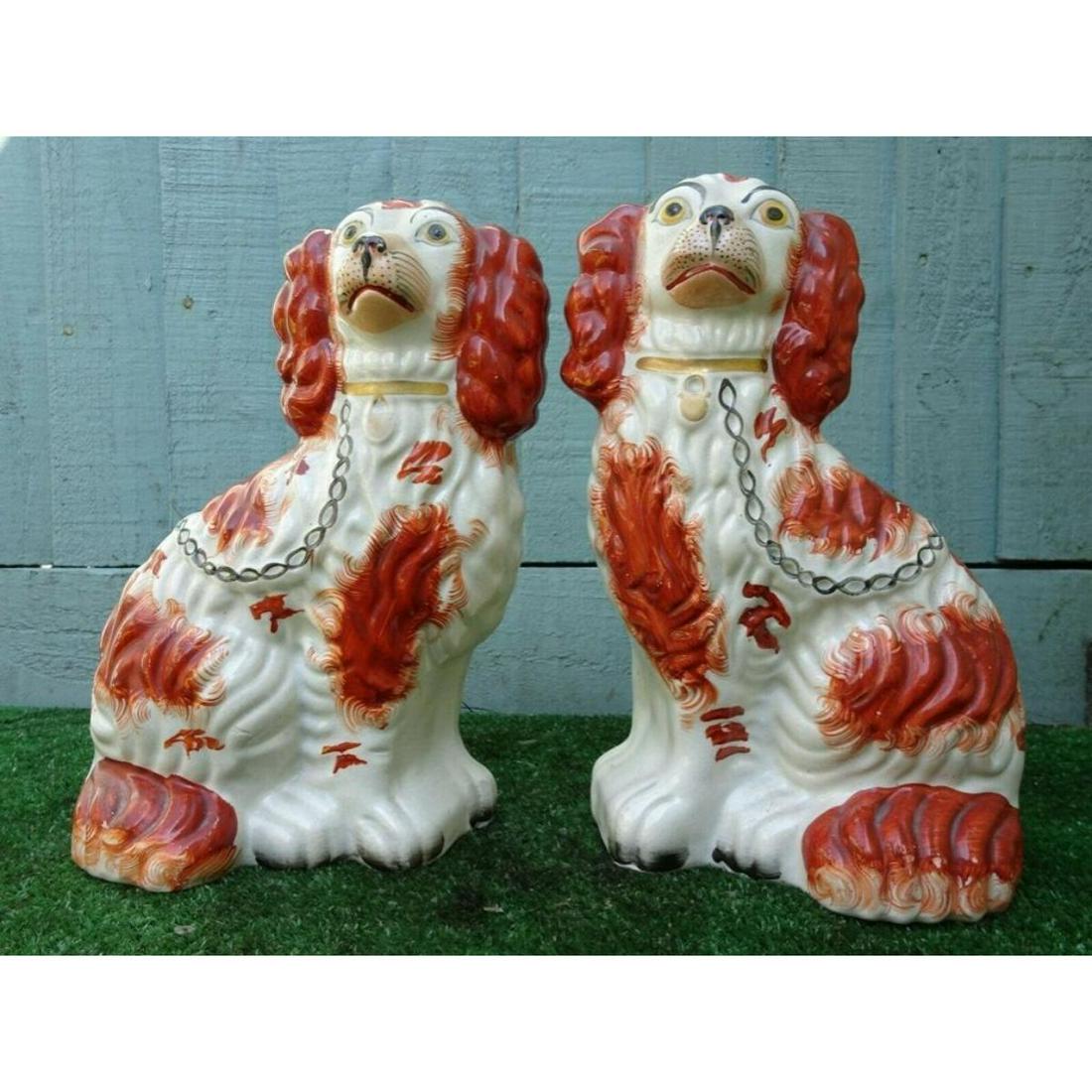 Superb Matched Pair, Mid 19thc Staffordshire Russet Red: Superb matching pair of 1850's russet red English Staffordshire Spaniel dogs.Â Featured in the A-Z of Staffordshire Dogs by Clive Mason Pope.Â Date confirmed as mid 19th Century: c1850s.Â Undern