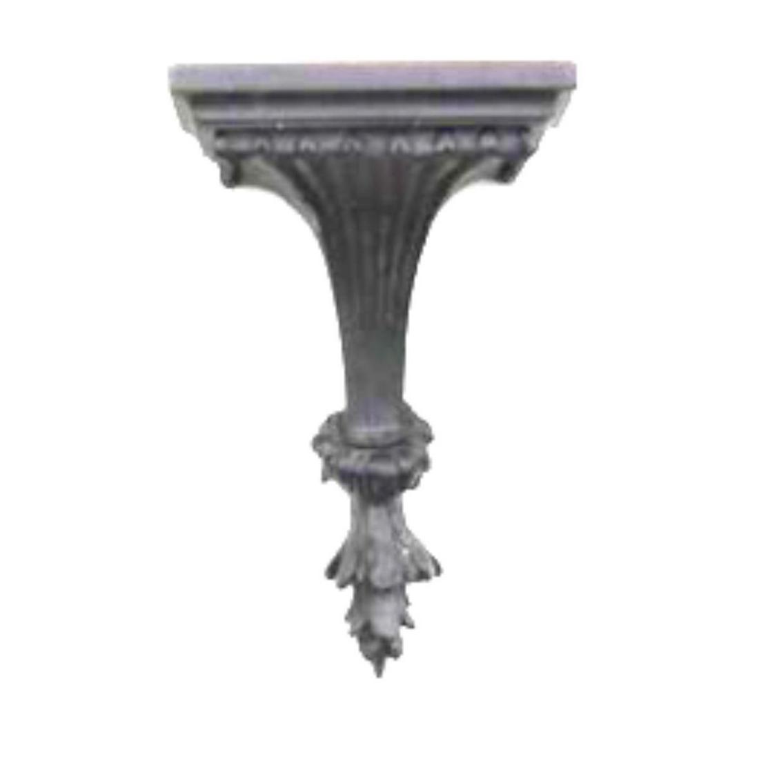 Black & Gilt Composite Acanthus Style Wall Shelf: Acanthus-style wall shelf bracket. Black & gilt painted lightweight composite material with hanging hardware on the backside. 13" H X 8 1/2" W X 7 1/4" Â D.