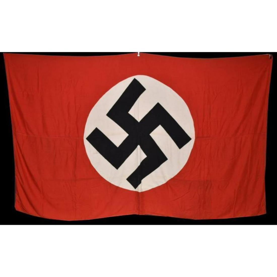 Original WWII Large Nazi Germany Swastika Flag Banner: Â Original WWII large Nazi SwastikaÂ German flag/banner. Measures about 128" X 79", double-sided. Light wear.