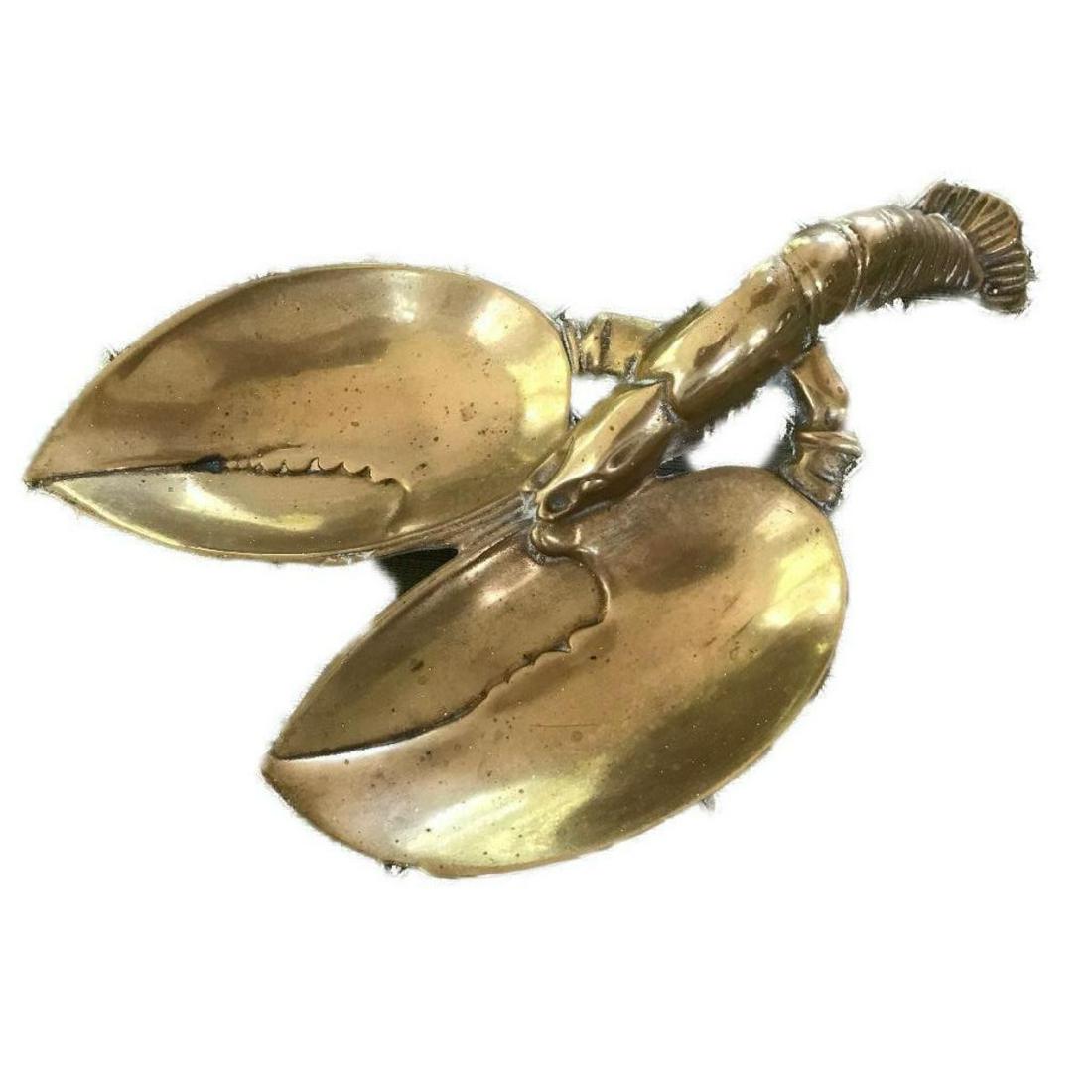 Large Vintage Brass Nautical Lobster Shrimp Dish Tray: Vintage 20th-centuryÂ large, heavyweight brass nautical lobster or shrimp themed tray, candy or nut dish. 14" L X 9" W.