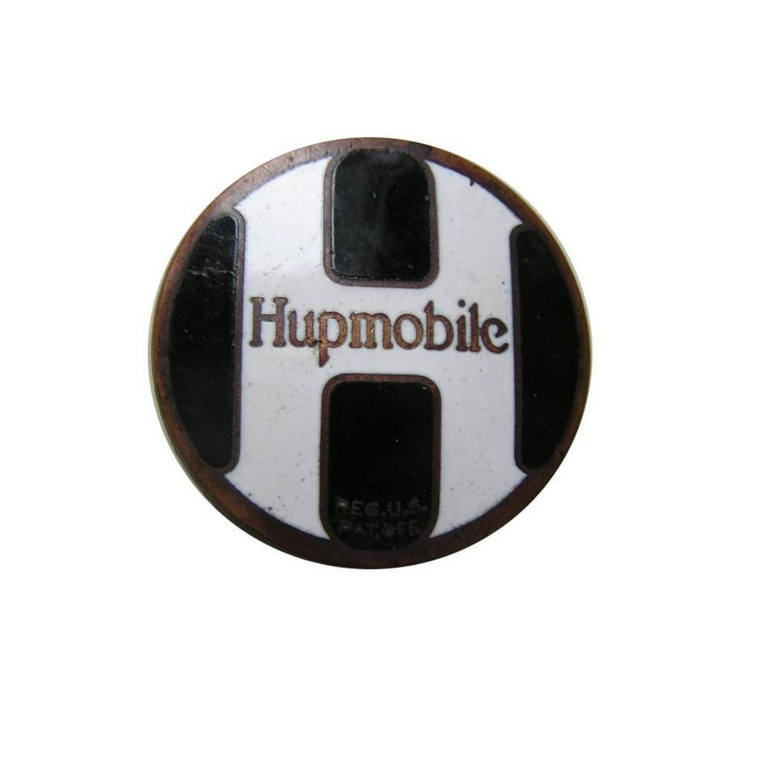 1927 Model A Hupmobile Car Badge Radiator Emblem: Antique Hupmobile Car Badge, Radiator Emblem. Cloisonne Enamel. Black & White H with "Hupmobile"across the face. Was once attached to a marvelous car, the 1926 Model A, 6 cylinder, Hupmobile. 1 3/4"D.
