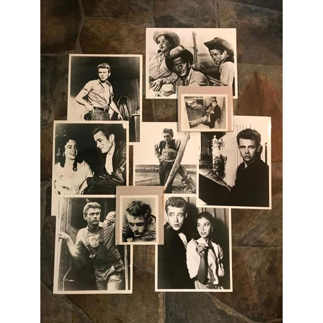 Group of James Dean Movie Star Photo Prints: Group of 9 James Dean movie star photo prints for collage, home theater or restaurant, including, 7 - 8" X 10" black & white photos on photo paper & 2 small 3" X 4" black & white photos on card stock,