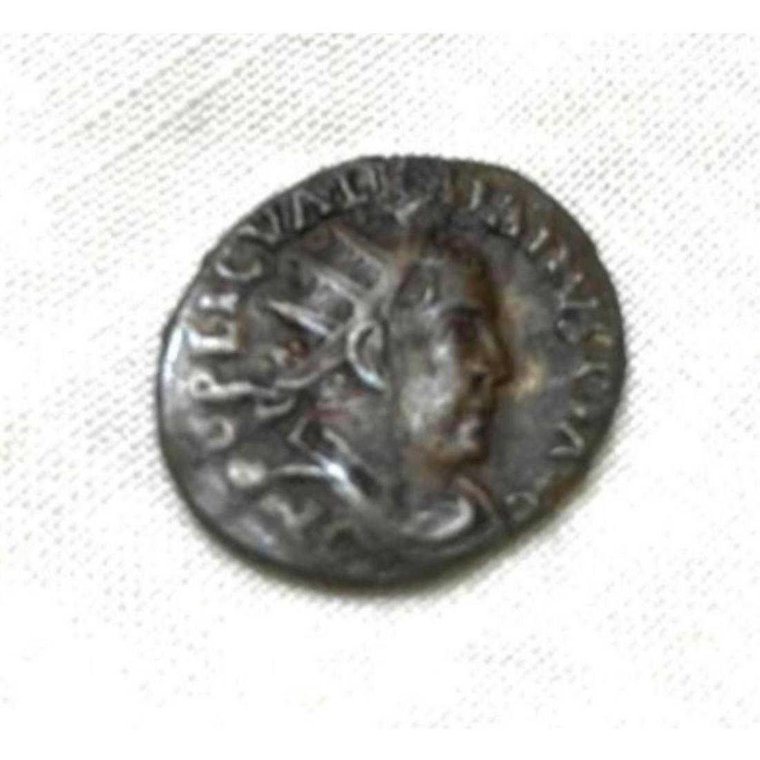 253-260 AD Valerian I, Silver Antoninianus Coin: 253-260 AD Valerian I AR silver antoninianusÂ coin. Obverse - Radiate, draped & cuirassed bust, right.Â Reverse -Â APOLINI CONSERVA, Apollo standing half-left, laurel branch in right, resting le