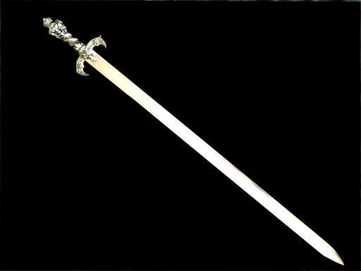 European Stainless Steel Theatre Prop, Demon Ritual: High polish, mirror finish, 440 stainless steel decorative display sword. Demons of the underworld ritual piece, theatre, movie prop. European-style, long sword with angled factory edge, unsharpened,