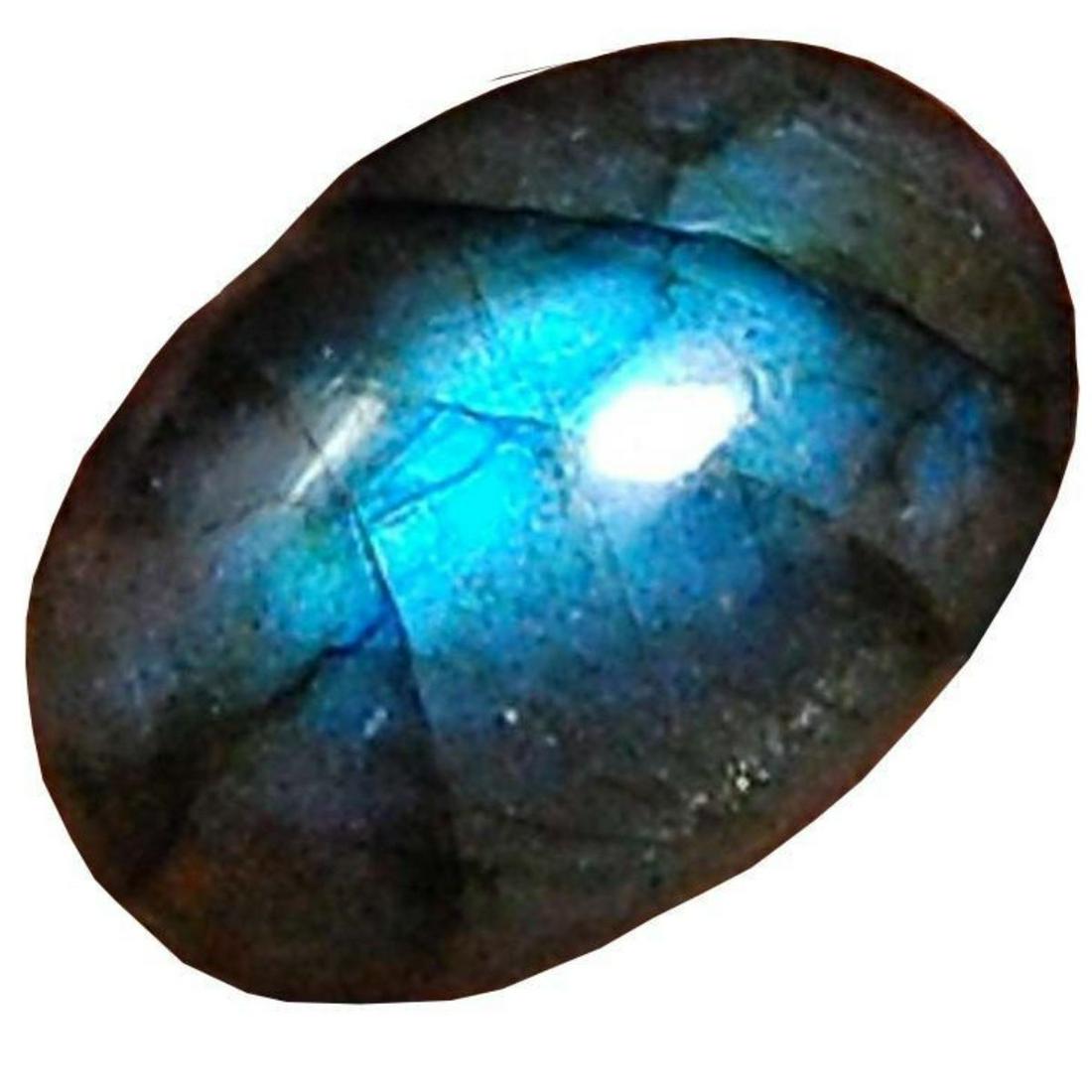 18.60cts Natural Blue Labradorite Oval Cabochon: 18.60cts natural blue labradorite oval cabochon gemstone. 24 x 16 x 5mm. Opaque transparency. Pearly luster. Natural, no enhancement. India origin. - 9256-021918-EB-46279