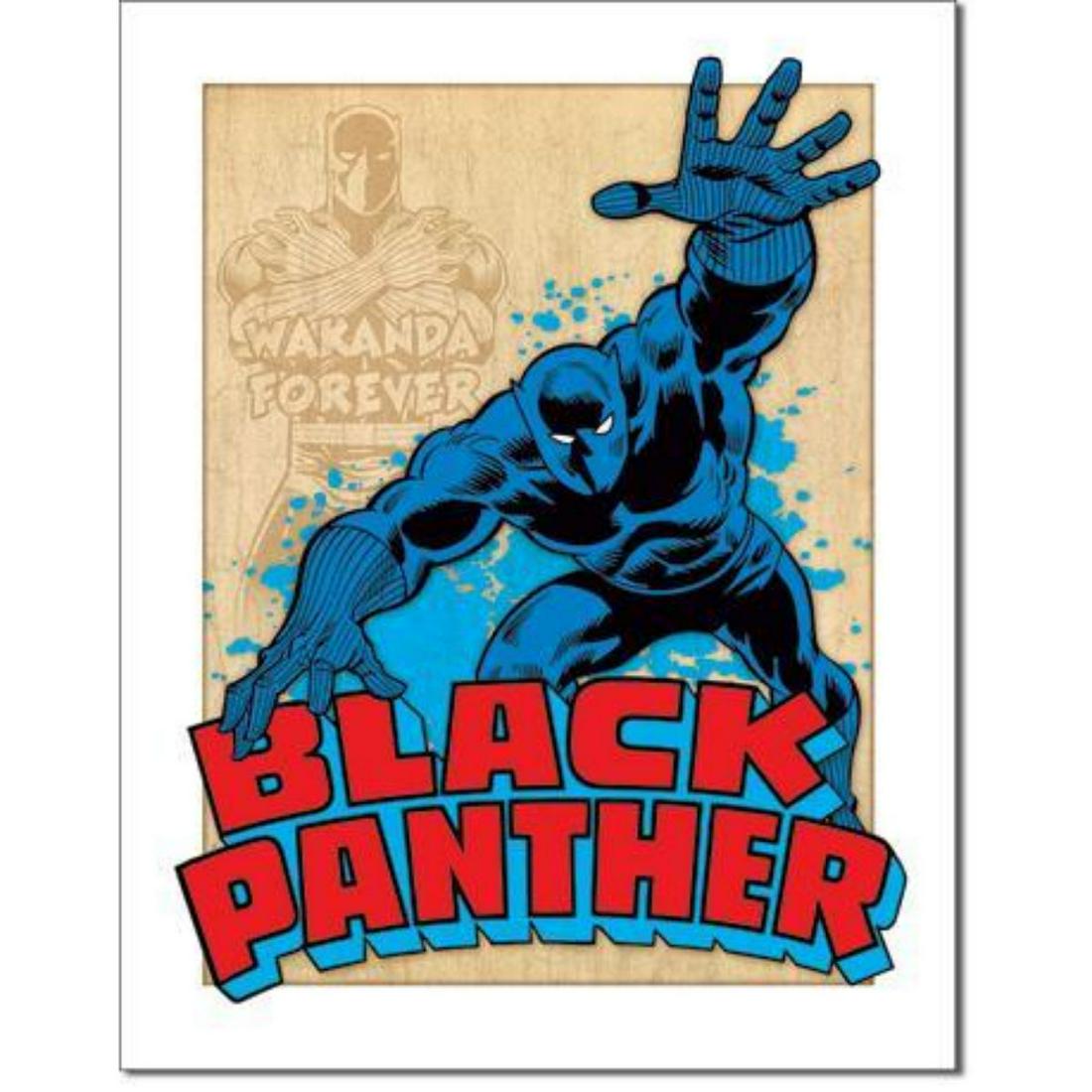 Black Panther Superhero Comics Metal Pub Bar Sign: Black Panther Superhero comic book metal pub bar sign. 12 1/2" X 16" with pre-drilled holes for mounting.