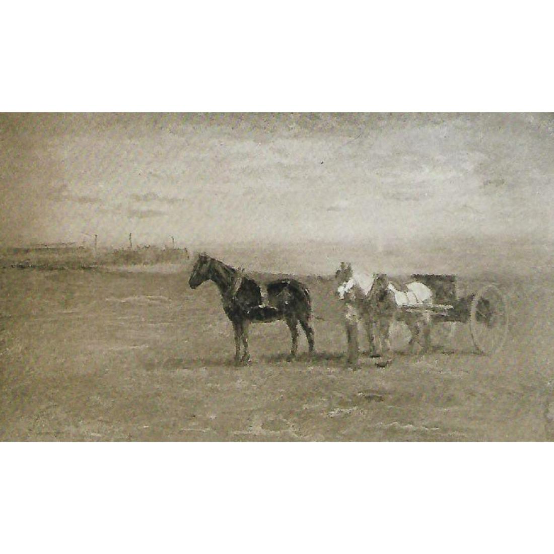 Vintage c1920â€™s half-tone print, #1004 Horses and: Vintage c1920â€™s half-tone print, #1004 Horses and Cart on a Beach. From Painting by William Morris Hunt 1824-1879 5 1/2" X 8" print size, suitable for framing. *** Information about Perry Pictu