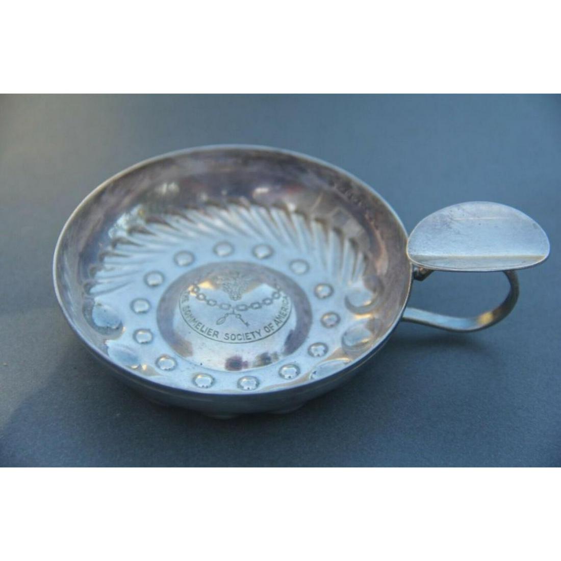 Christofle French Gallia Silver-plate Sommelier Wine: The Sommelier Society of America silver-plate wine tastevin by Christofle, France. Clearly marked Gallia France Prod Christofle.