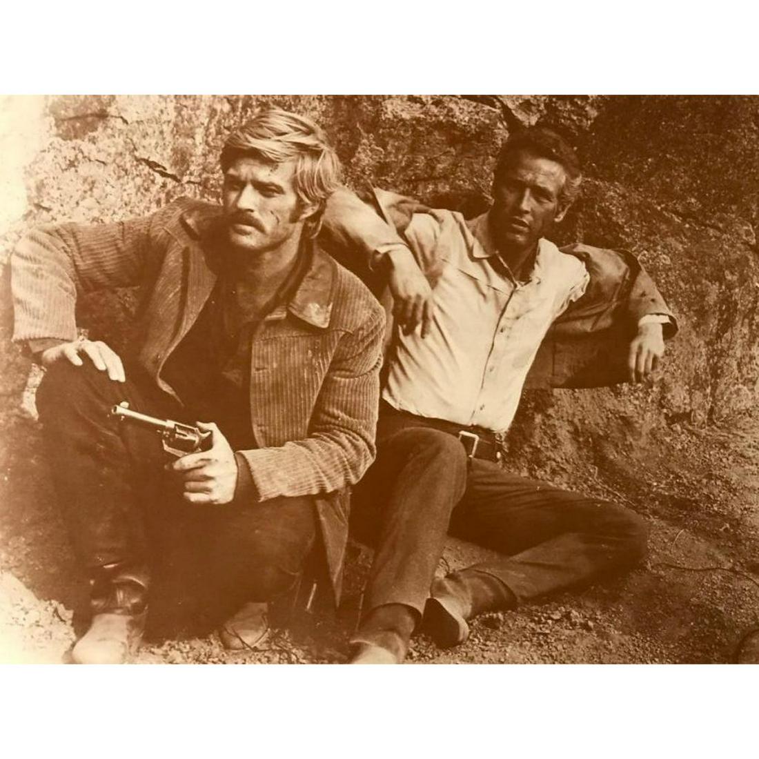 Butch Cassidy & The Sundance Kid Sepia Tone Movie Photo: Butch Cassidy & The Sundance Kid ( Robert Redford & Paul Newman ) movie sepia tone photo print, on heavy cardstock, printed in the 1990's for The American Heritage Galleries. 11" X 14" in original pac