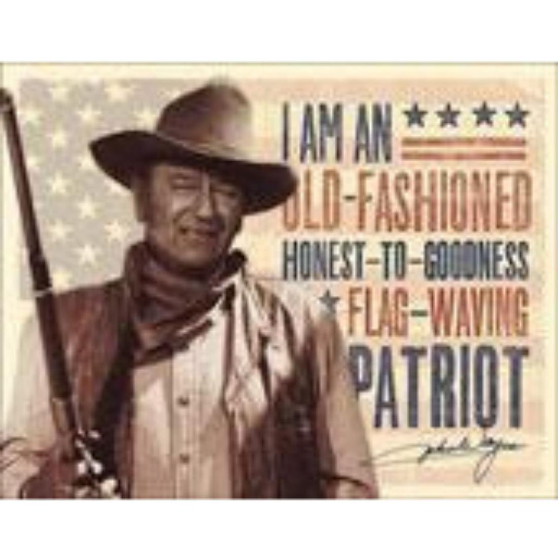 John Wayne Patriot Metal Pub Bar Sign: John Wayne Patriot metal pub bar sign. 12 1/2" X 16" with pre-drilled holes for mounting. 