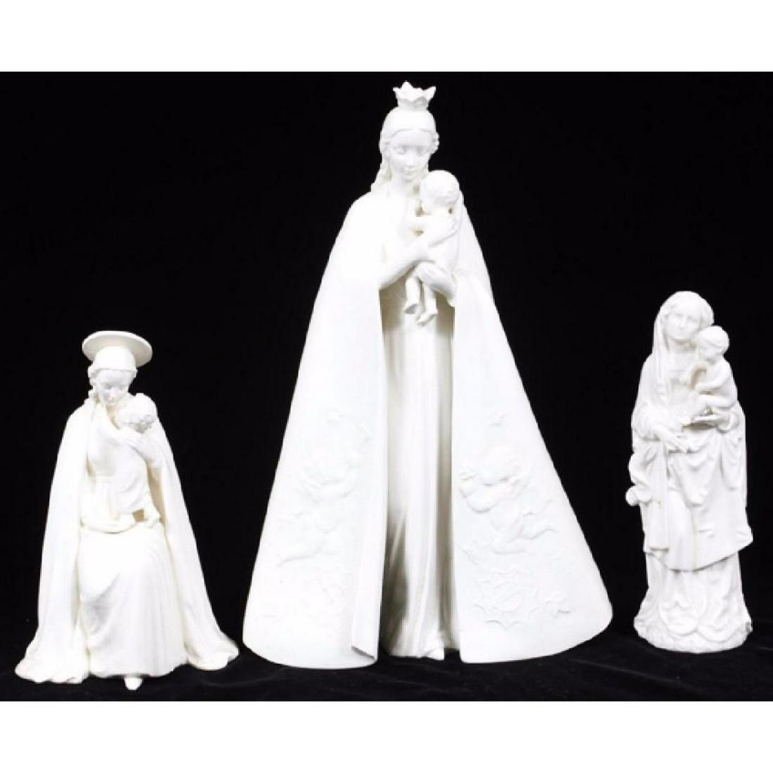 Group of GOBEL Porcelain Madonnas: Group of 3 GOEBEL, Western Germany porcelain Madonnas. 15" H largest figure, 9" H smaller figures. Goebel stamp & Western Germany stamp underneath.