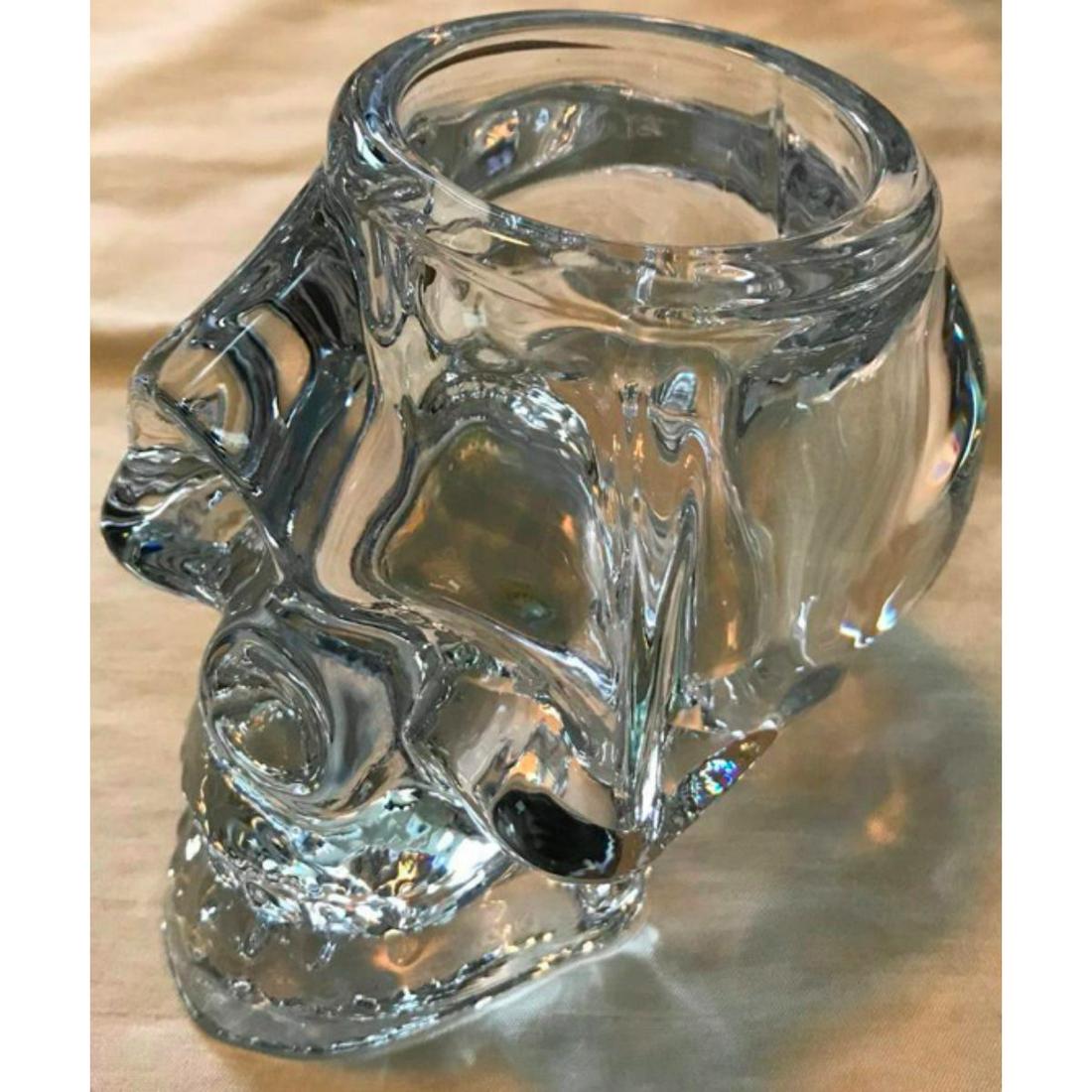 Skeleton Skull Candle Holder: Skeleton skull desk accessory, pen holder, candle holder. 3 3/4" H X 4 3/4" D X 3 1/2" W. 2" D inside holder size.