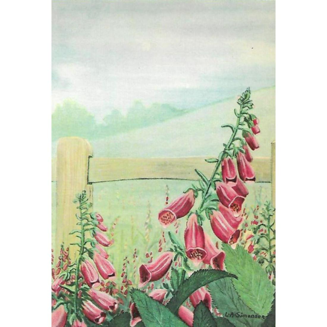 1920's Foxglove Color Lithograph Print (1 of 2)