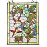 Vineyard Grapes & Hummingbirds Stained Art Glass Window