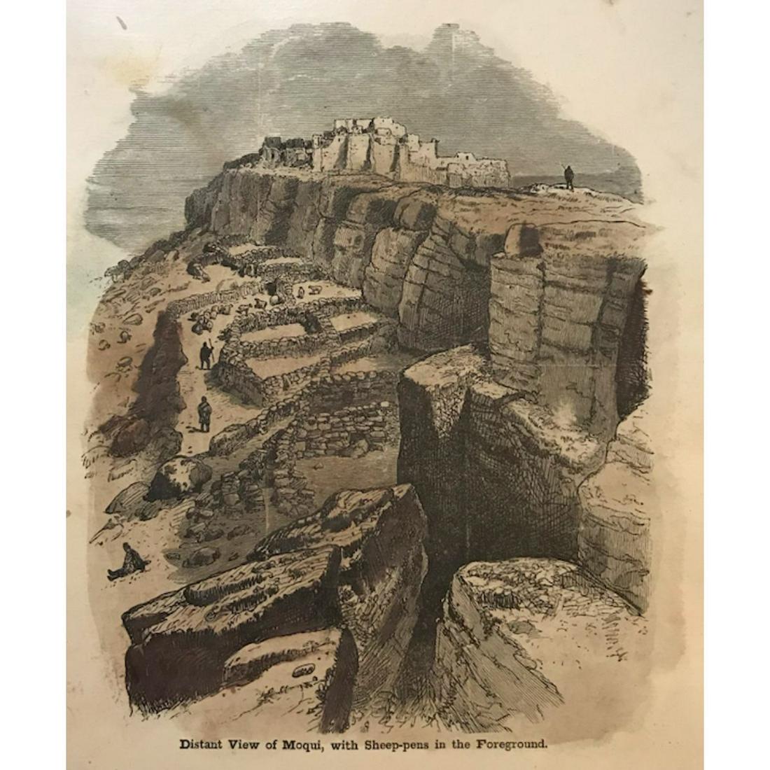 19thc Handcolored Engraving, Moqui Native Americans, (1 of 2)