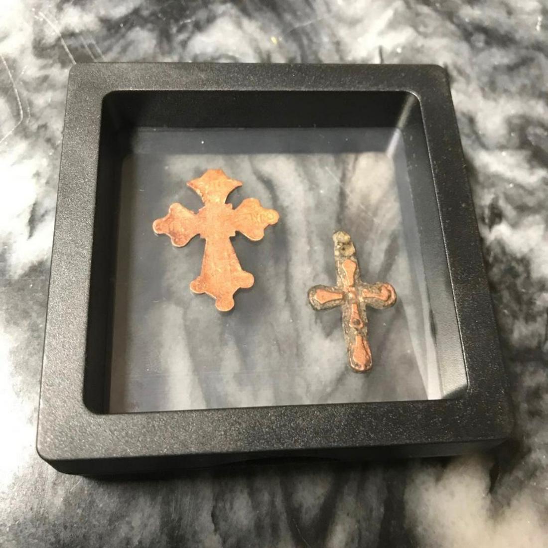 Pair of 17th - 19thc Copper Crosses (1 of 3)
