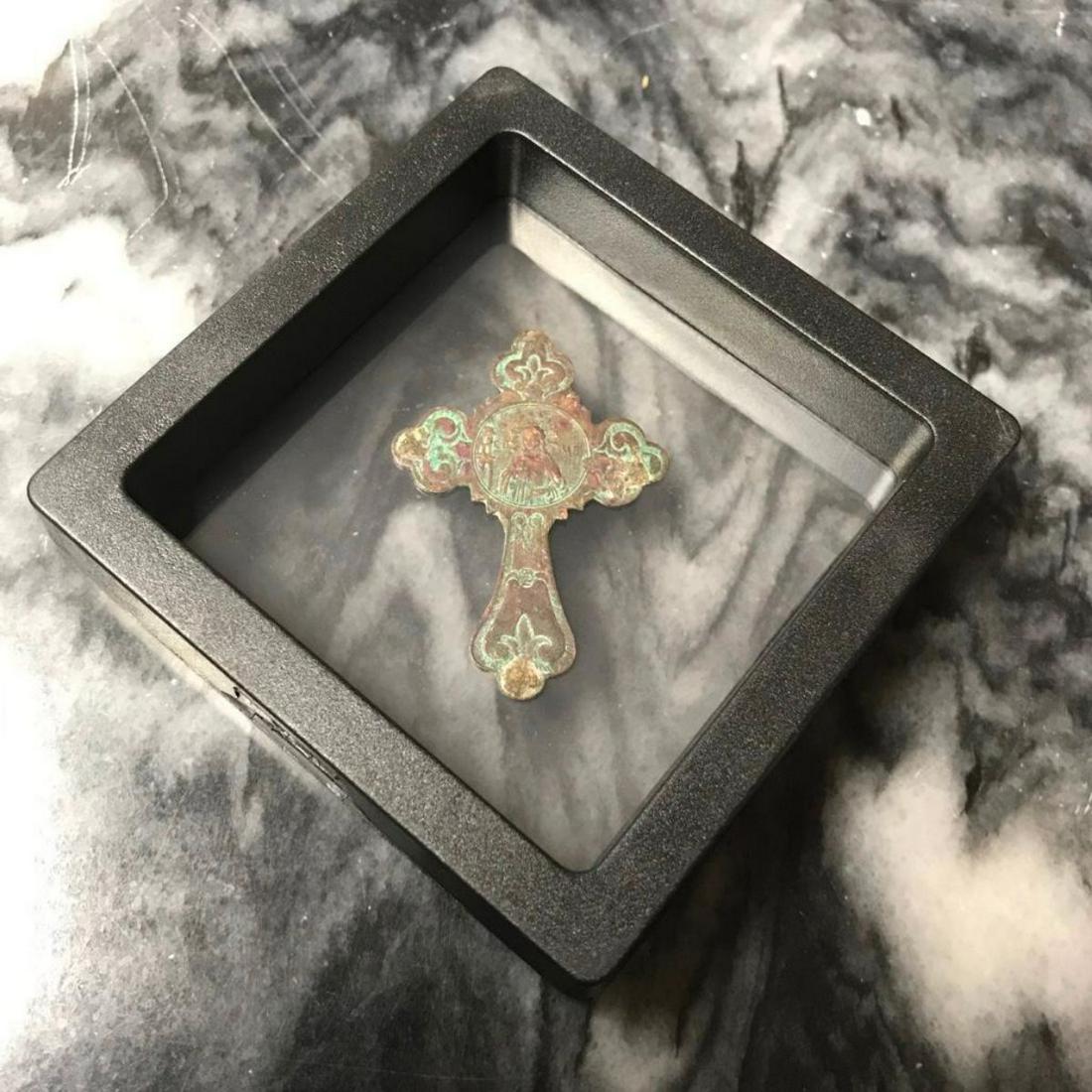 17th - 19thc Ornate Copper Cross Artifact (1 of 5)