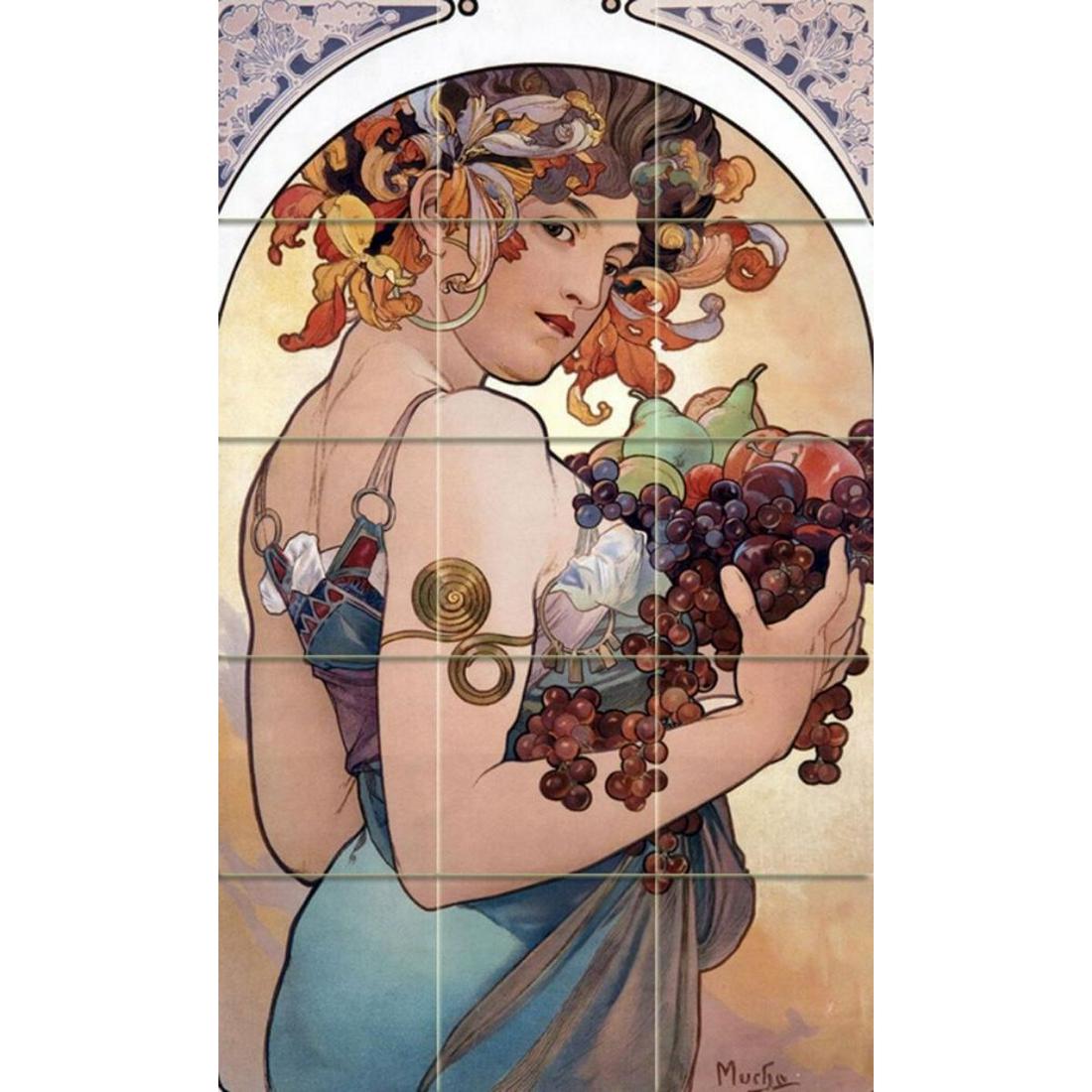 ARt Nouveau-style Girl With Fruit Ceramic Tile Mural (1 of 1)