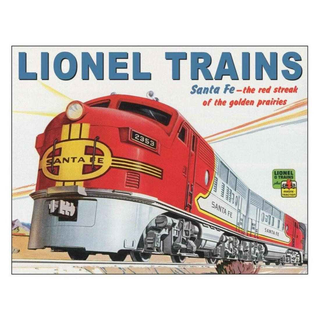 Lionel Toy Trains Metal Sign: Lionel Trains metal sign. 12 1/2" X 16" with pre-drilled holes for mounting.