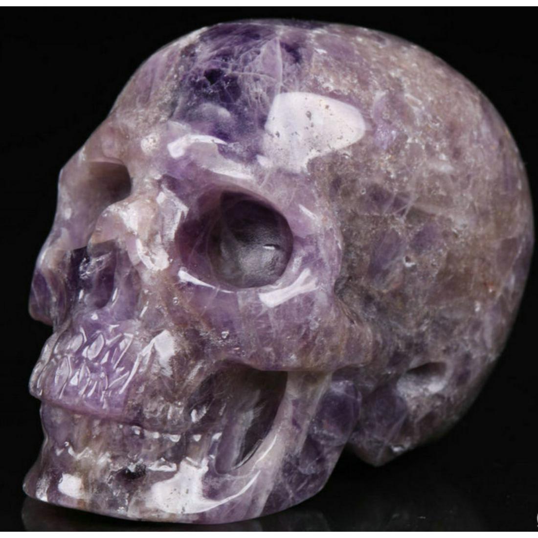 Chevron Amethyst Carved Crystal Skull (1 of 6)