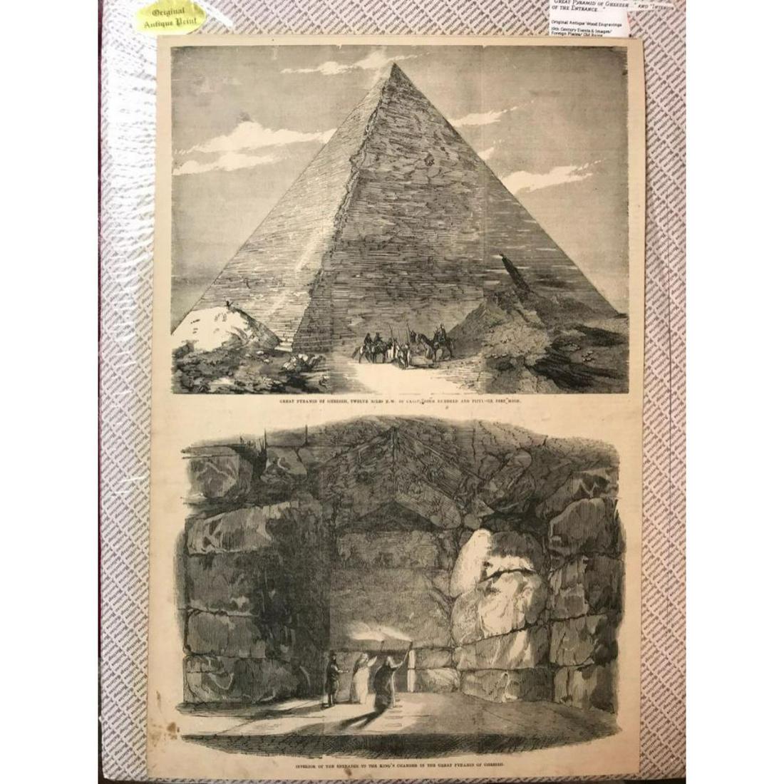 19thc Wood Engravings, Great Pyramid of Gisa, Egypt (1 of 1)