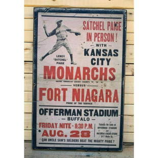 Antique Style Negro League, Monarchs Baseball Wooden: Antique-style, Negro Baseball League, Kansas City Monarchs wooden poster sign. 12" W X 16" H X 3/4" thick.