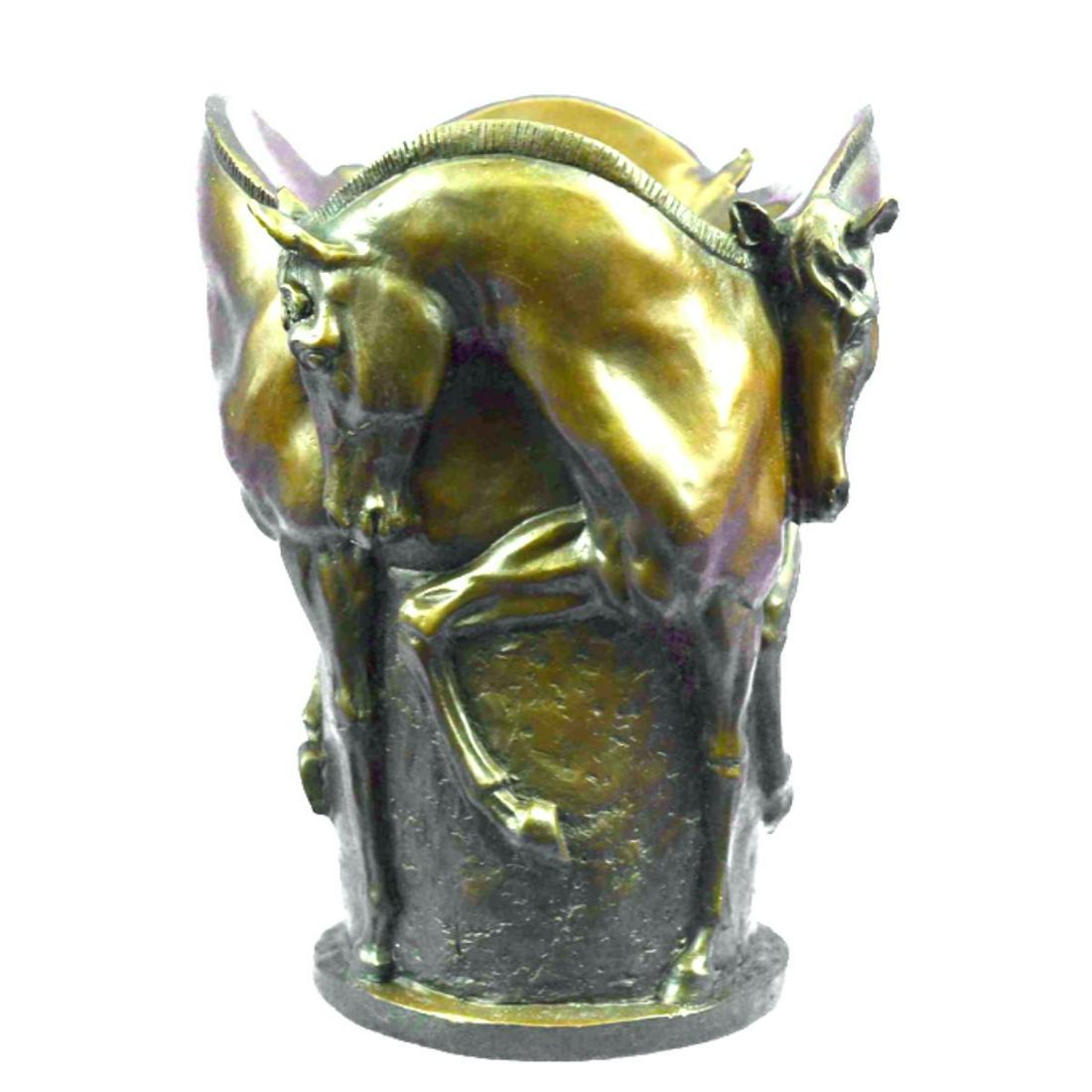 Equestrian Horses Signed Bronze Vase Planter (1 of 5)