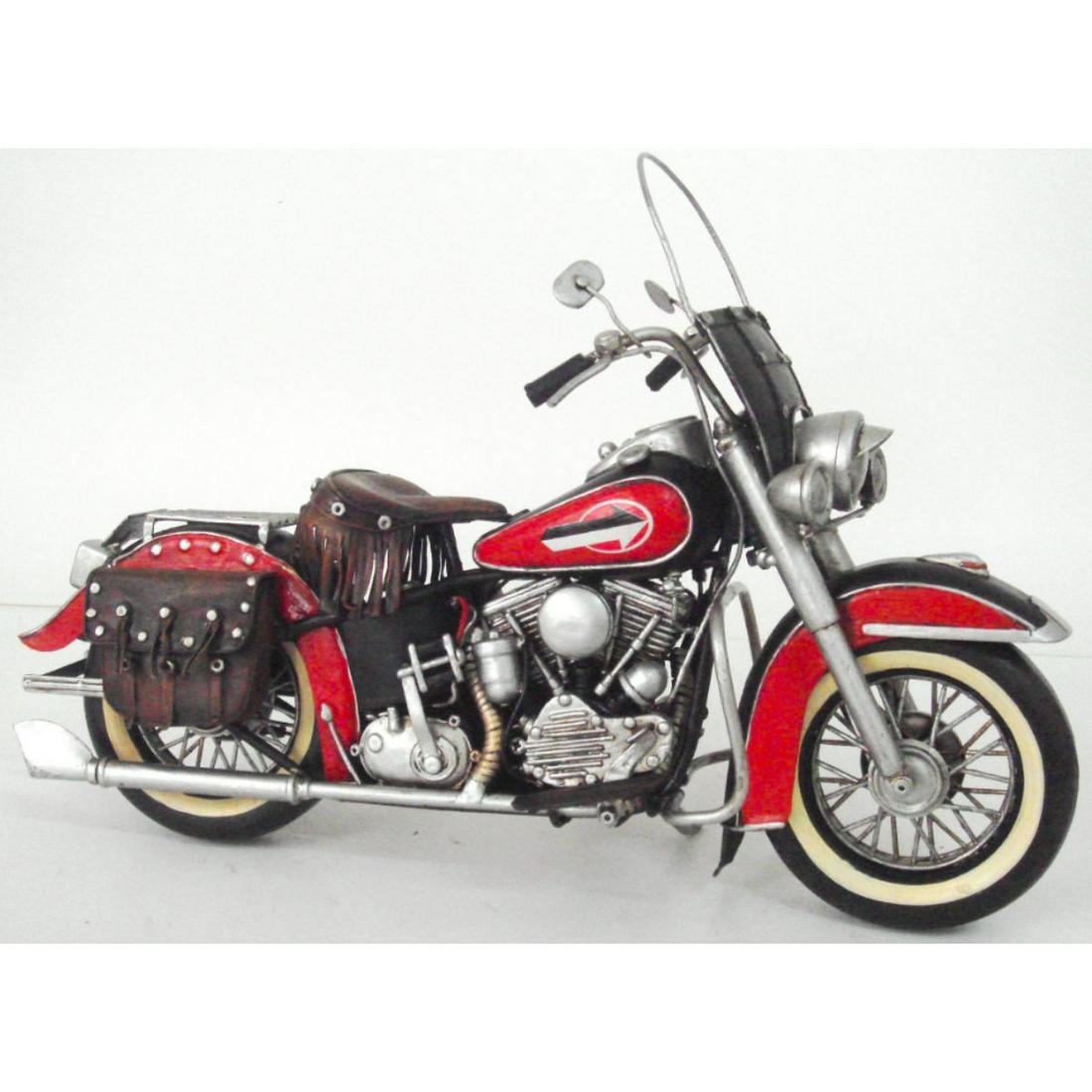 1952 Harley Davidson Hand-crafted Collectible Model: 1952 Harley Davidson V Twin model motorcycle. Plastic die-cast metal. Hand-crafted with some moving parts. 9" H X 13" W.