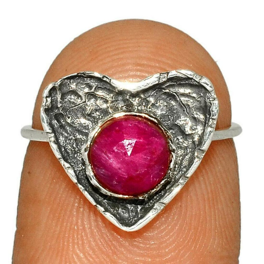 Rough Faceted Ruby Sterling Valentine Heart Ring (1 of 4)