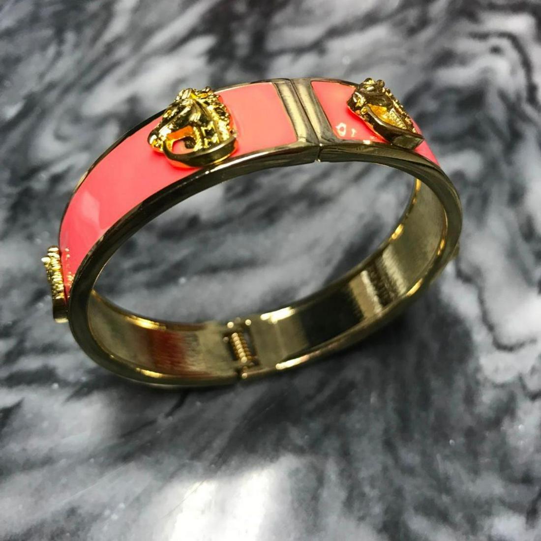 Pink Enamel Equestrian Horse Head Bracelet (1 of 3)
