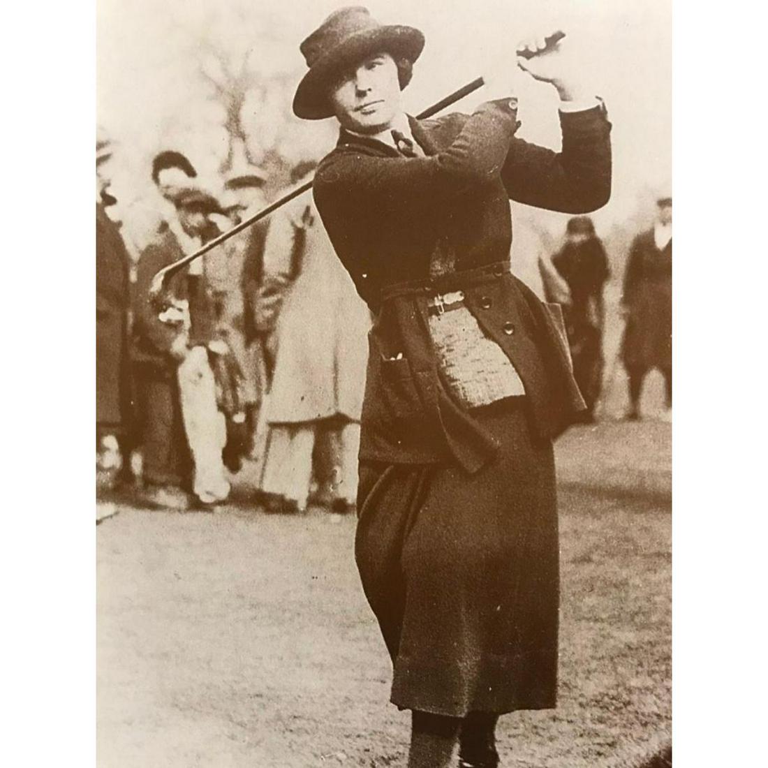 Women's Golf Champion, Photo Print: Sepia-tone photo print of Alexa Stirling, 1916 - 1918 Women's Amateur Golf Champion. 8" X 10" printed on heavy cardstock in the early 1990's for The American Heritage Galleries. Comes with protective