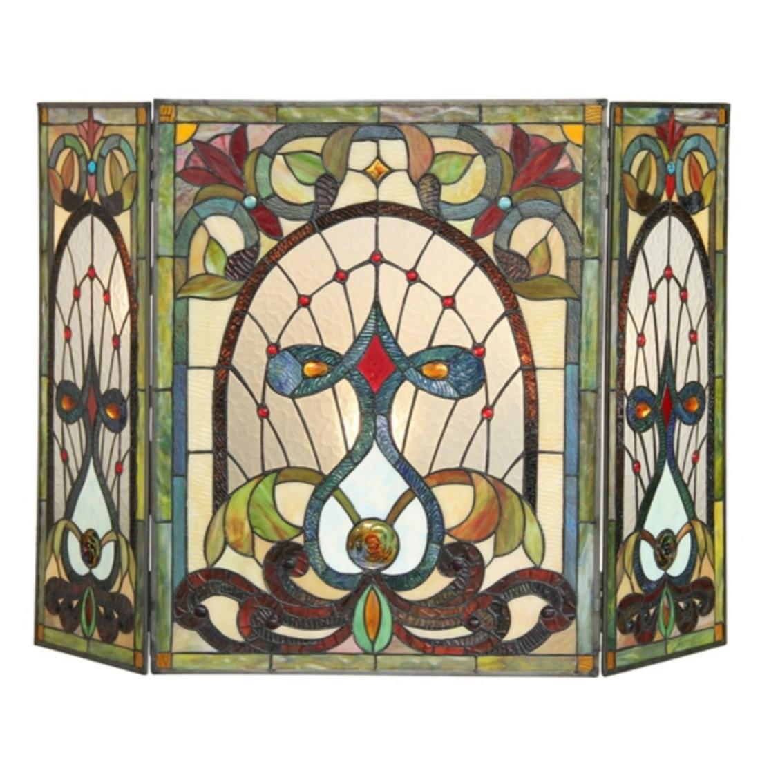 Stained Art Glass Fireplace Screen (1 of 4)