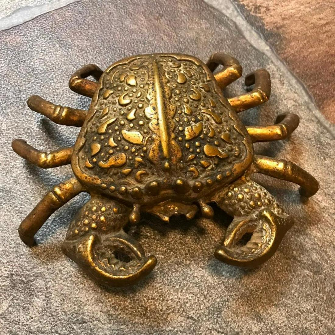 Vintage Brass Crab Trinket Box: Rare, vintage brass crab trinket box, ashtray. Made in Spain. 5" L X 6" W X 1 3/4" H.