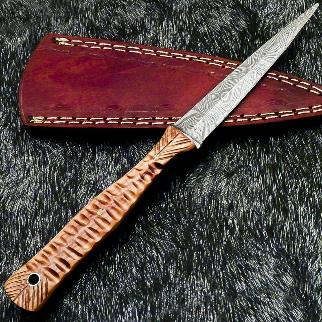 Damascus Steel Olive Wood Dagger (1 of 5)
