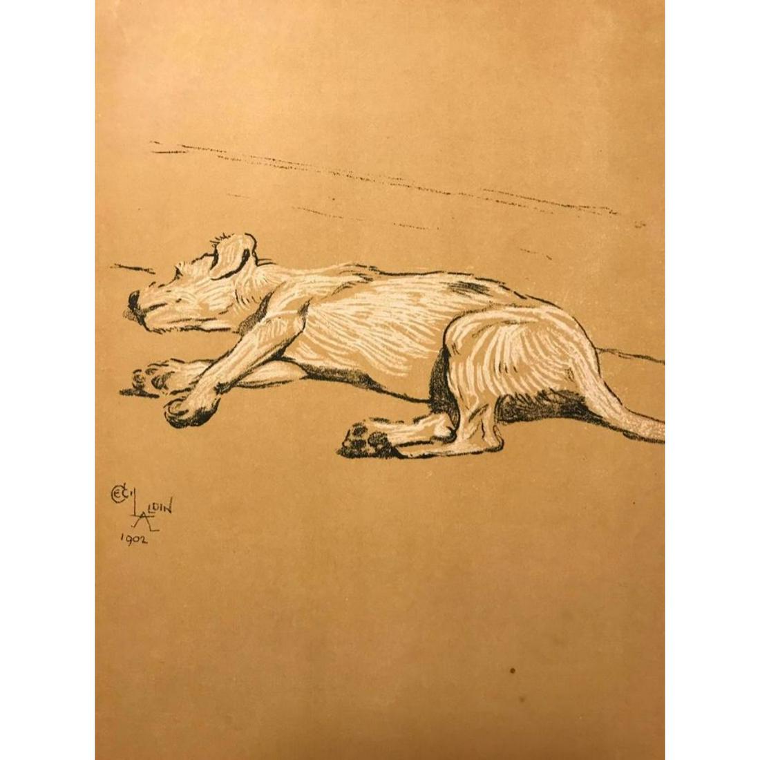 Early 1900's Lithograph, A Dog Day, Cecil Alden (1 of 2)