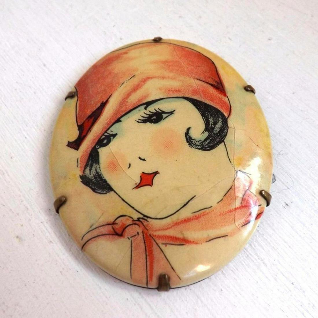 1920's Art Deco Flapper Celluloid Brooch Pin (1 of 5)