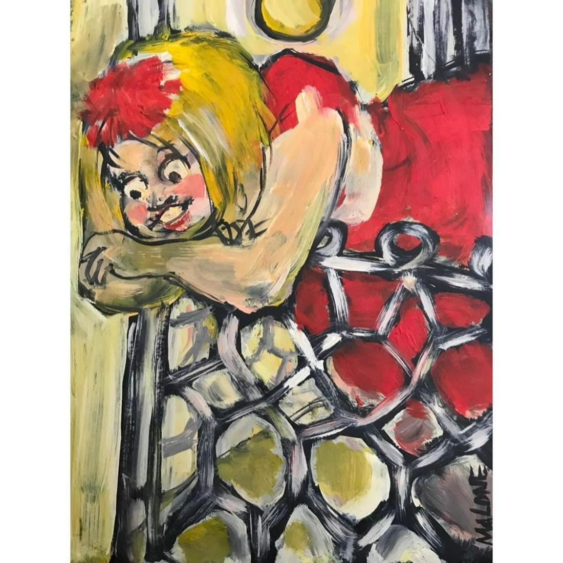 20thc Folk Art Oil Painting, Mardi Gras Balcony (1 of 1)