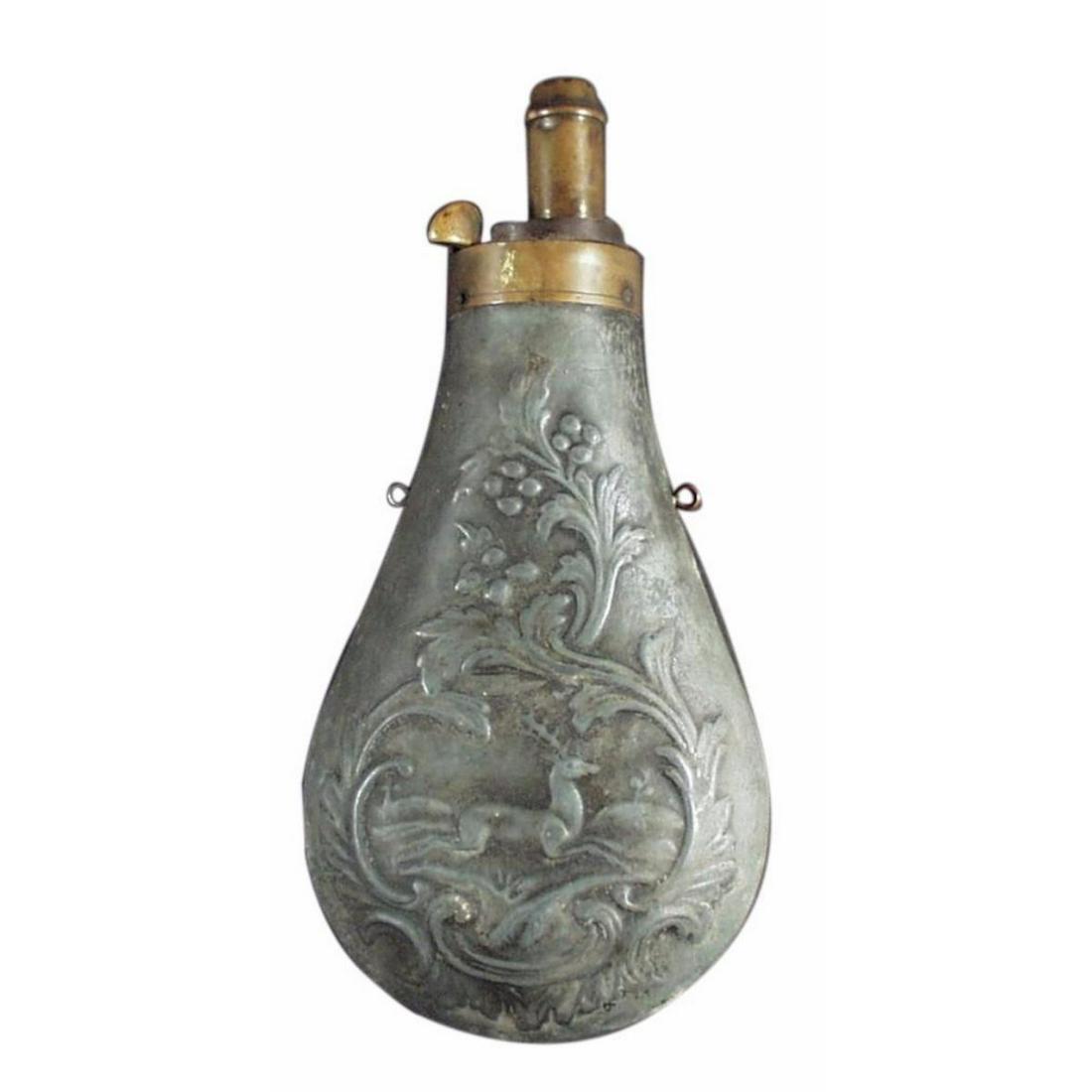 19thc Stag Motif Hunting Powder Flask (1 of 5)