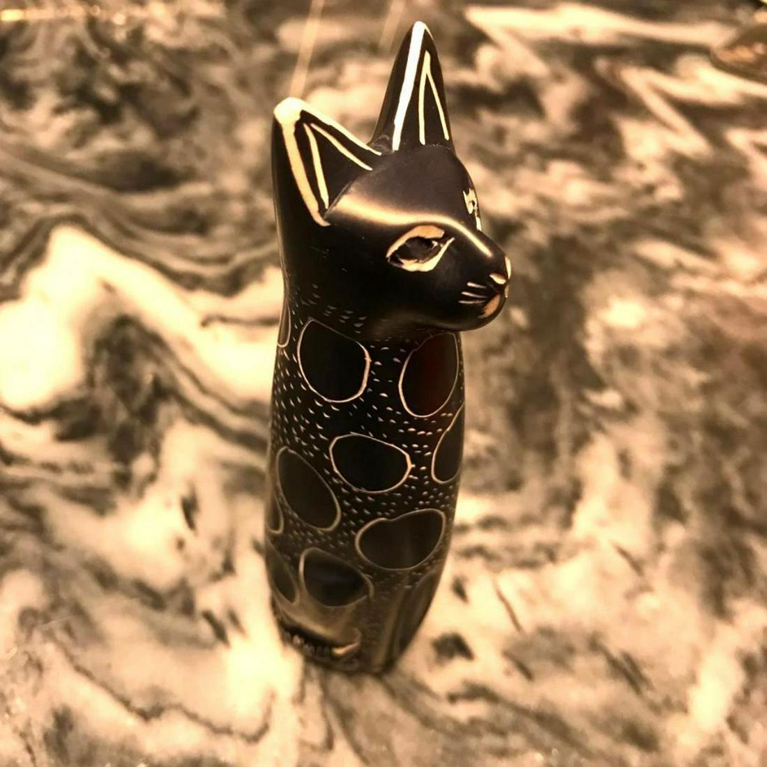 African Black Cat Soapstone Carving (1 of 6)