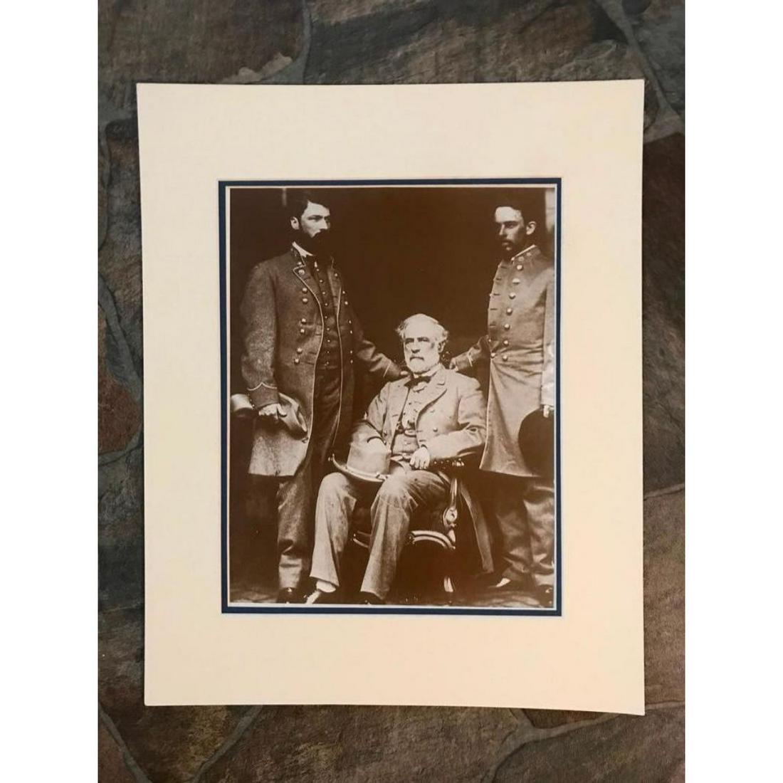 Confederate General Robert E Lee Photo Print: Civil War Confederate General Robert E Lee with sons sepia-tone photo print. Created in the early 1990's for The American Heritage Galleries. Printed on cardstock. 11" X 14" double matted to 16" X 20"