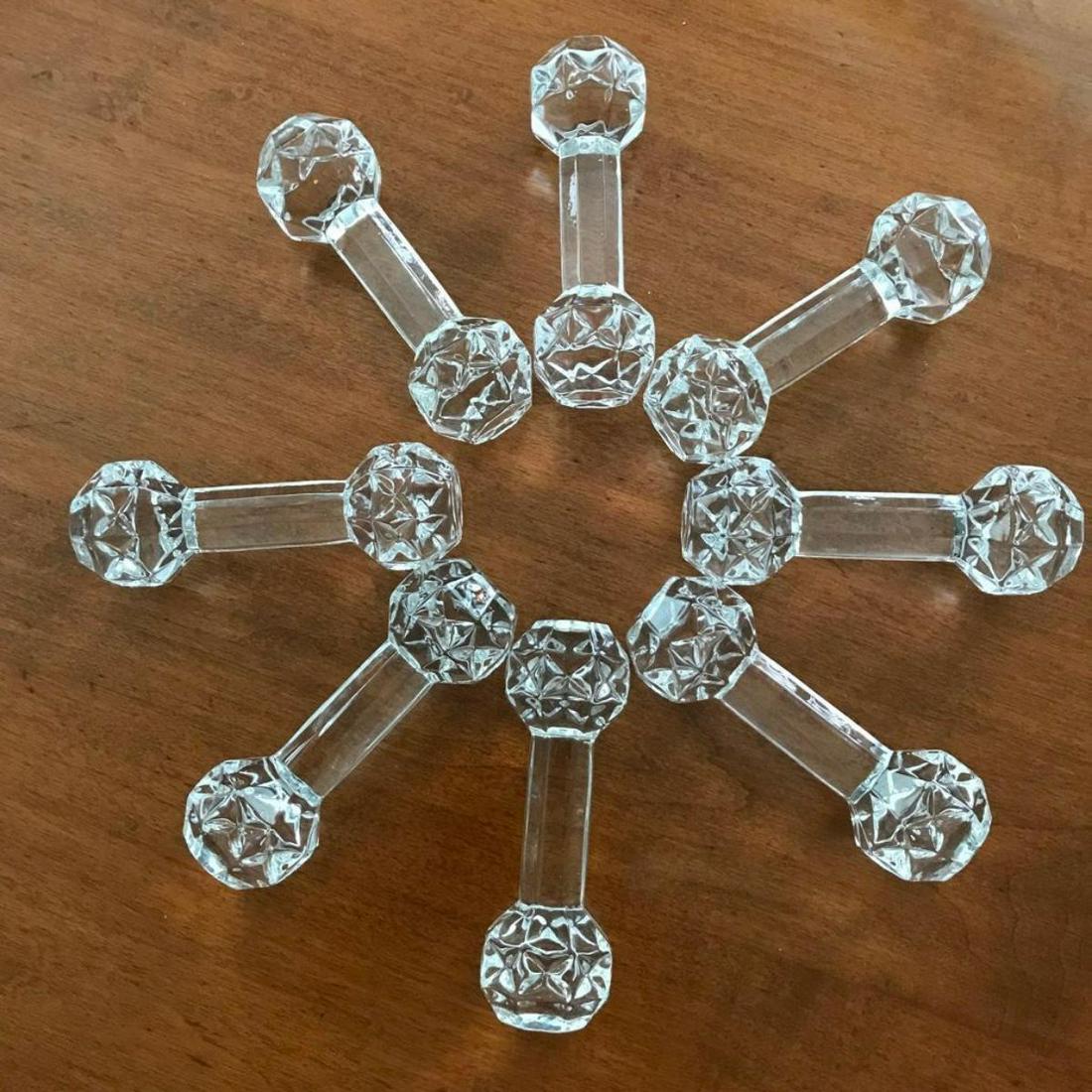 Set of Pressed Glass Dumbbell Knife Rests: Set of 8 pressed glass, dumbbell shaped, knife rests, table accessories. 4 1/2" L X 1 1/2" W.