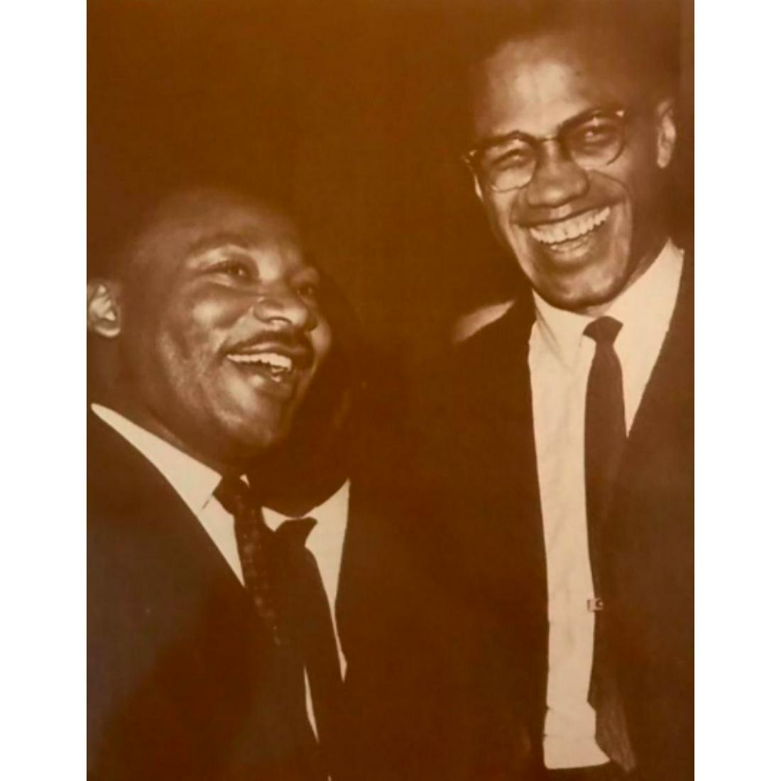 African American History, Martin Luther King, Malcolm X: African American History, Martin Luther King & Malcolm X sepia-tone photo print on heavy cardstock. Created in the early 1990's for The American Heritage Galleries. 8" X 10".